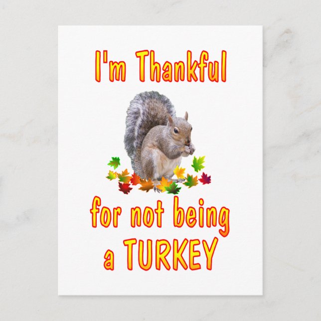 Thankful Squirrel Holiday Postcard (Front)