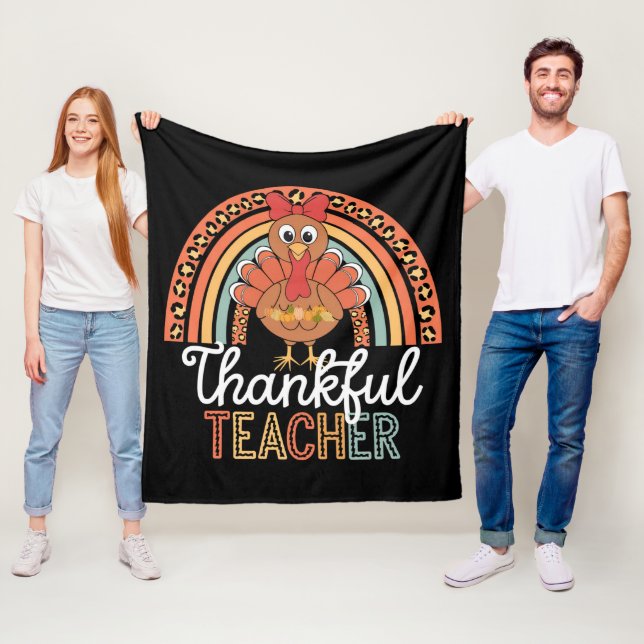 Thankful Teacher Blessed Thanksgiving School Fleece Blanket (In Situ)