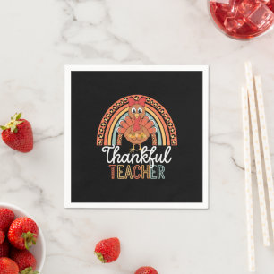 Thankful Teacher Blessed Thanksgiving School Napkin
