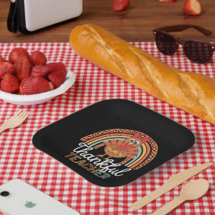Thankful Teacher Blessed Thanksgiving School Paper Plate
