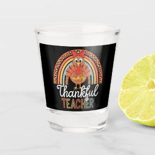 Thankful Teacher Blessed Thanksgiving School Shot Glass