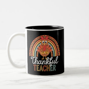 Thankful Teacher Blessed Thanksgiving School Two-Tone Coffee Mug