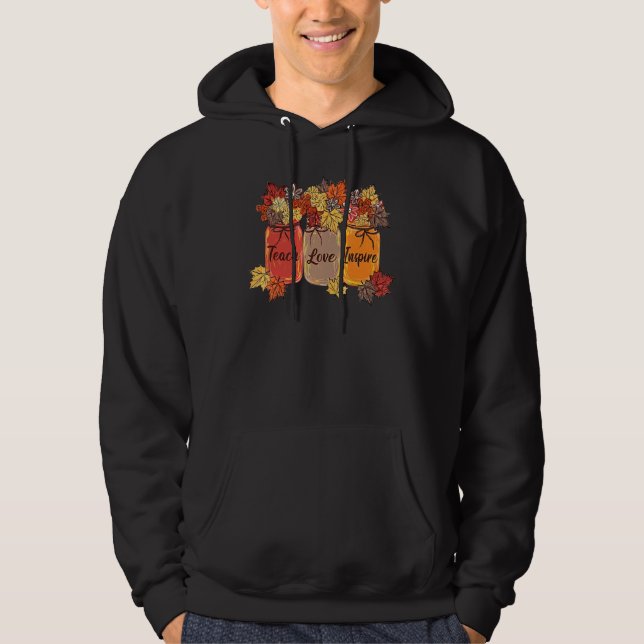 Thankful Teacher Floral Thanksgiving Hoodie (Front)
