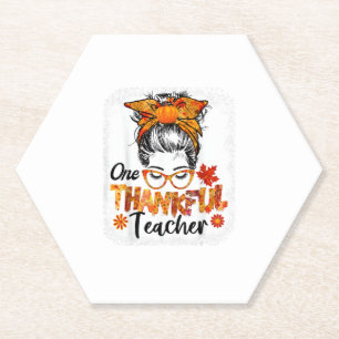 thankful teacher for women fall thanksgiving messy paper coaster