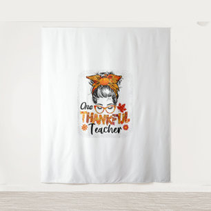 thankful teacher for women fall thanksgiving messy tapestry