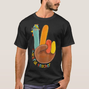 Thankful Teacher Peace Hand Sign T-Shirt