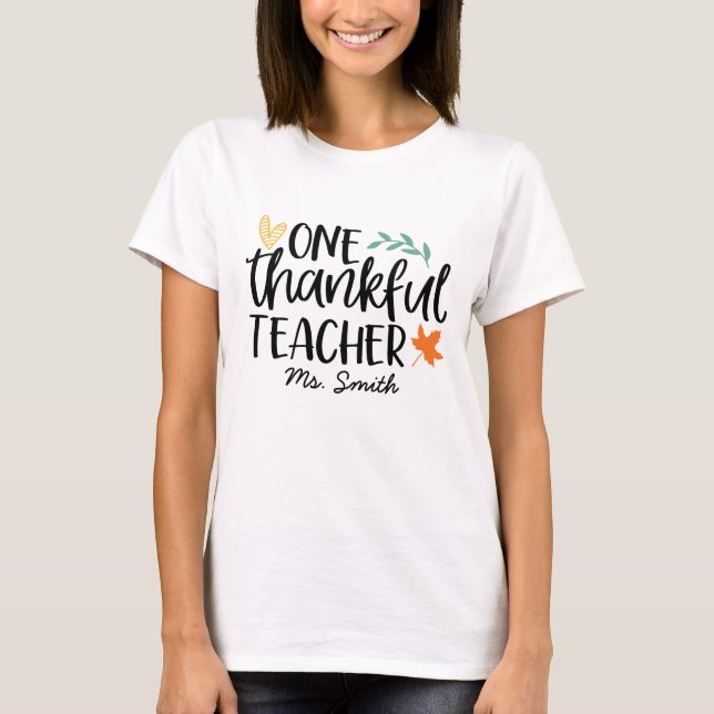Thankful Teacher | Personalised Thanksgiving T-Shirt (Front)