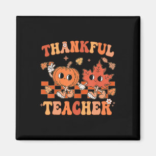 Thankful Teacher Retro Groovy Thanksgiving Fall 1 Magnet
