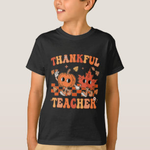 Thankful Teacher Retro Groovy Thanksgiving Fall T-Shirt