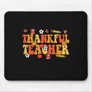 Thankful Teacher Retro Groovy Thanksgiving Fall Wo Mouse Mat