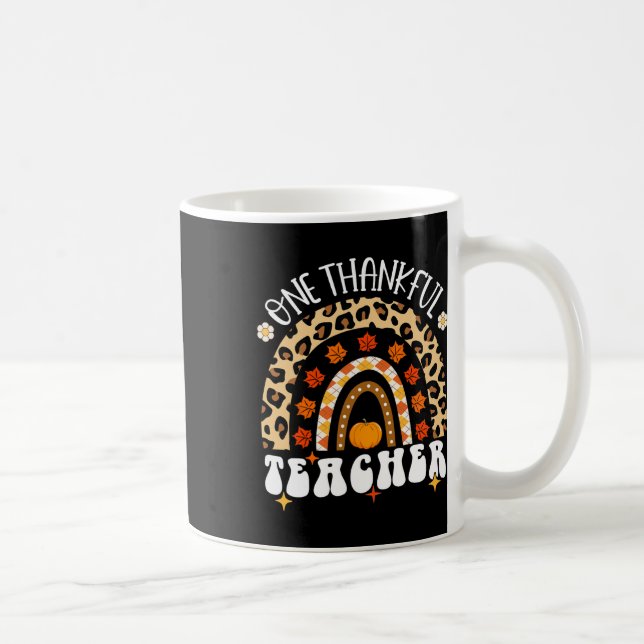 Thankful Teacher Thanksgiving Rainbow Leopard Fall Coffee Mug (Right)