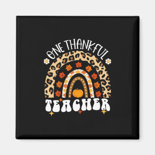 Thankful Teacher Thanksgiving Rainbow Leopard Fall Magnet