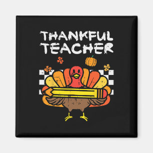 Thankful Teacher Thanksgiving Turkey Retro Fall Wo Magnet