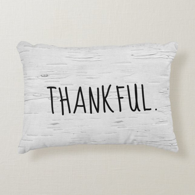 THANKFUL Text On Birch Tree  Accent Pillow (Front)