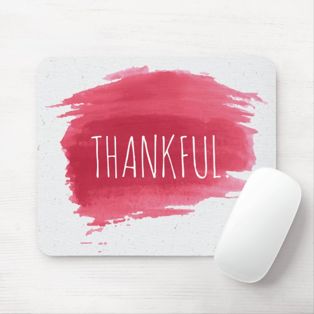 THANKFUL Text On Red Paint Mouse Pad (With Mouse)