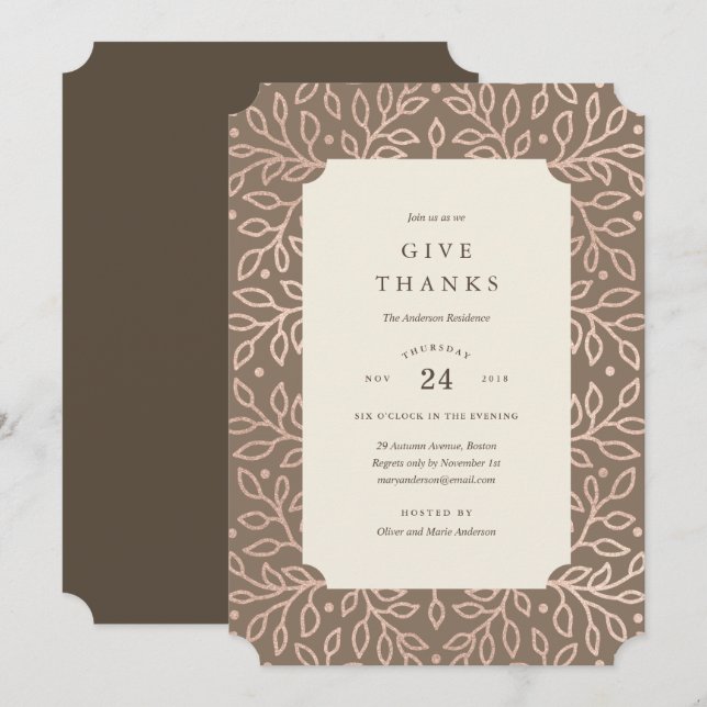 Thankful Thanksgiving Dinner Invitation (Front/Back)
