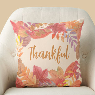 Thankful Thanksgiving Fall Cushion