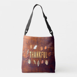 Thankful Thanksgiving Fall Leaves Pumpkin Crossbody Bag