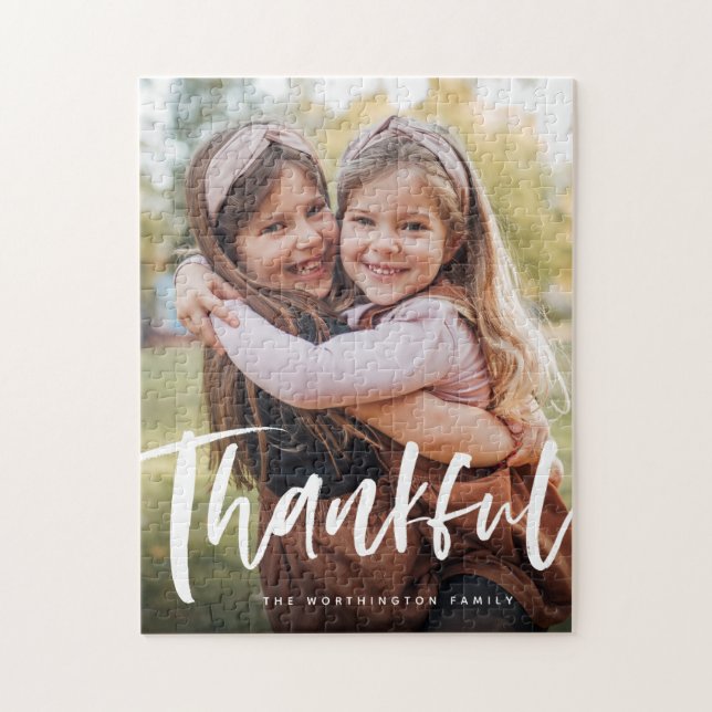 Thankful thanksgiving family photo custom jigsaw puzzle (Vertical)