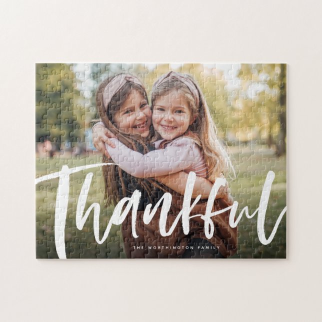 Thankful thanksgiving family photo horizontal jigsaw puzzle (Horizontal)