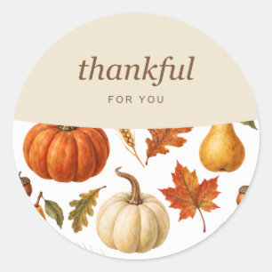 Thankful Thanksgiving Harvest Classic Round Sticker