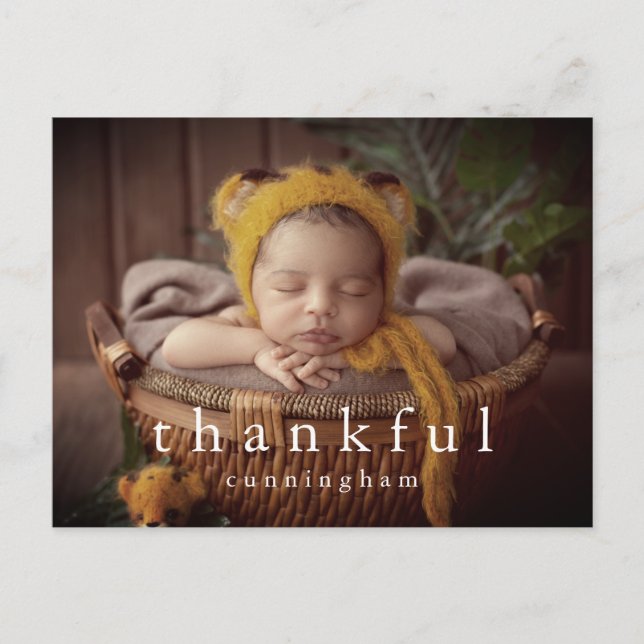 Thankful Thanksgiving Modern Family Photo Holiday Postcard (Front)