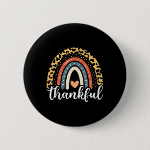 Thankful Thanksgiving Rainbow Leopard Print 6 Cm Round Badge