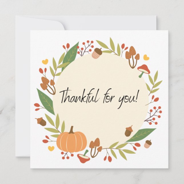 Thankful Thanksgiving Wreath Card (Front)