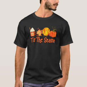 Thankful Tis The Season Softball Pumpkin Latte Cof T-Shirt