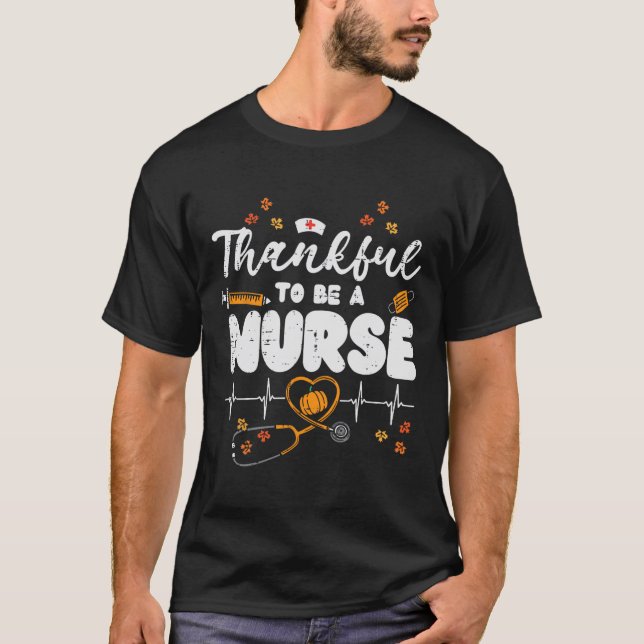 Thankful To Be A Nurse Thanksgiving Scrub Top Fall (Front)