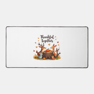 Thankful Together – Cute Woodland Animals Thanksgi Desk Mat