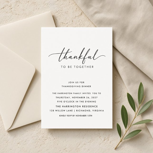 Thankful Together Thanksgiving Dinner Invitation (Creator Uploaded)