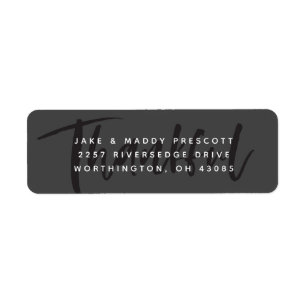 Thankful trendy black and white return address