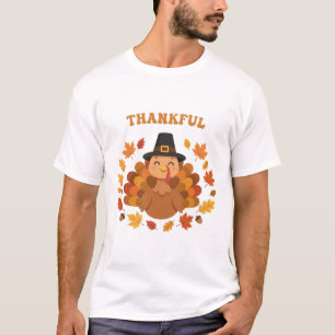 Thankful Turkey Autumn Thanksgiving Art T-Shirt