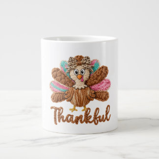 Thankful Turkey Design – Latch Hook Yarn Crochet S Large Coffee Mug
