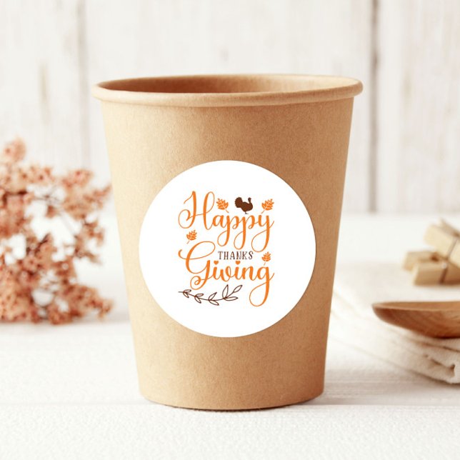 Thankful Turkey Happy Thanksgiving Classic Round Sticker (Creator Uploaded)