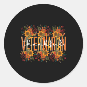 Thankful Veterinarian Thanksgiving Doctor Veterina Classic Round Sticker