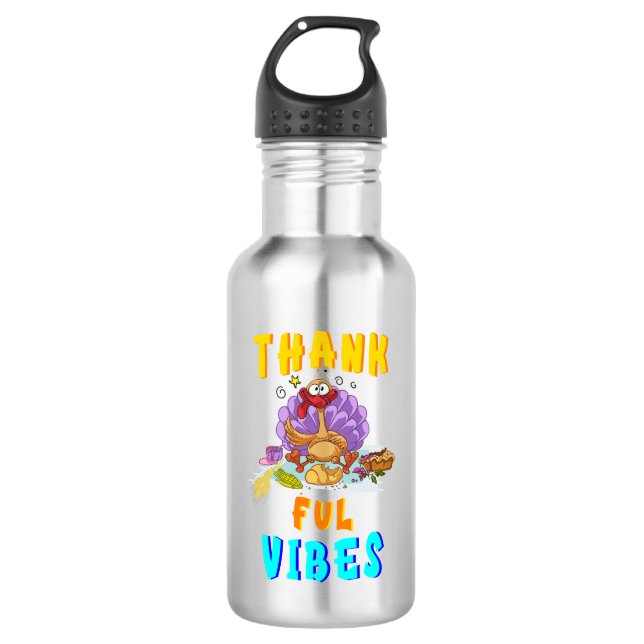 Thankful Vibes 532 Ml Water Bottle (Front)