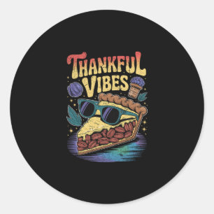 Thankful Vibes Cool Pecan Pie Sungles Thanksgiving Classic Round Sticker