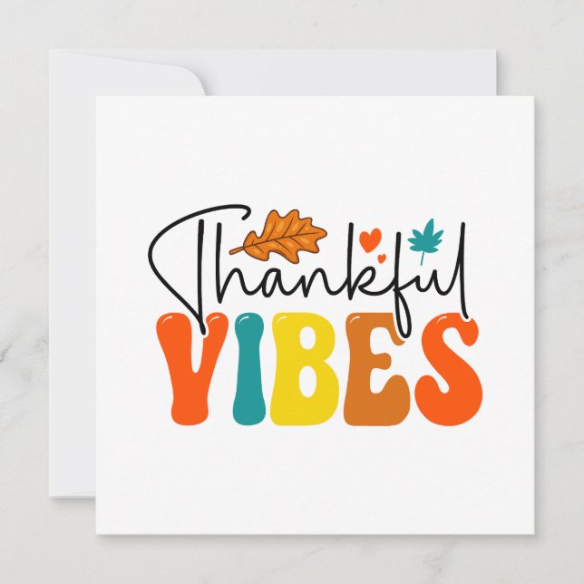 Thankful Vibes Fall Autumn Thanksgiving Greeting Holiday Card (Front)