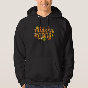 Thankful Vibes Leopard Retro Pumpkin Thanksgiving Hoodie