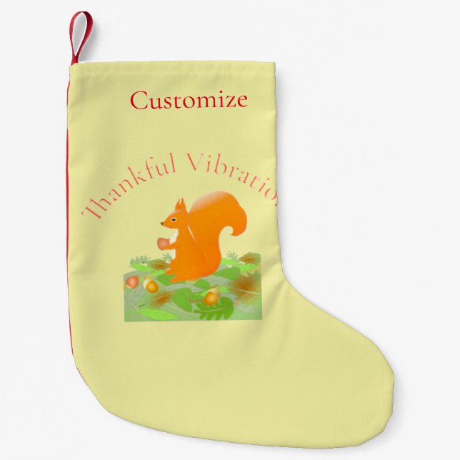 Thankful Vibes Squirrel Thunder_Cove Small Christmas Stocking (Front)