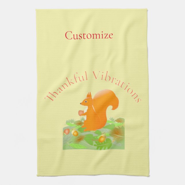 Thankful Vibes Squirrel Thunder_Cove Tea Towel (Vertical)