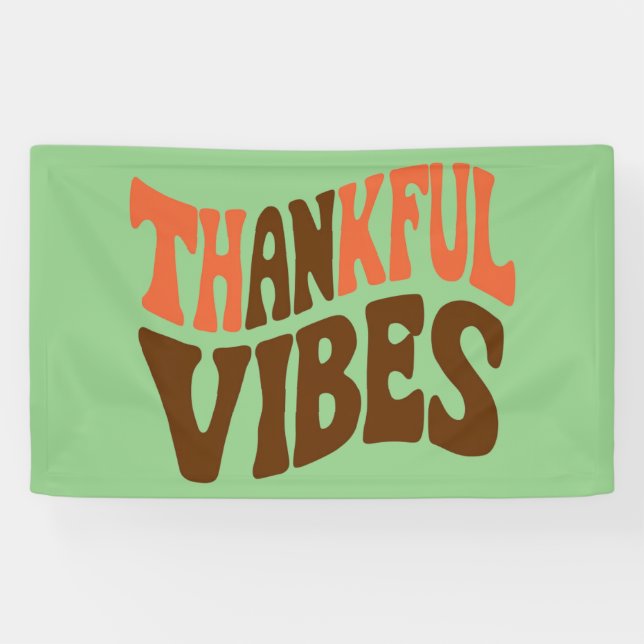 Thankful Vibes Thanksgiving Vintage Thankful  Banner (Horizontal)
