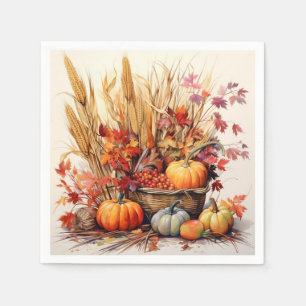 Thankful Wheat: Foliage and Florals Napkin