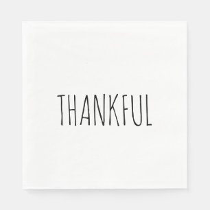 THANKFUL White & Black Thanksgiving Dinner Napkins