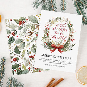 Thankful Wreath Business Christmas Card