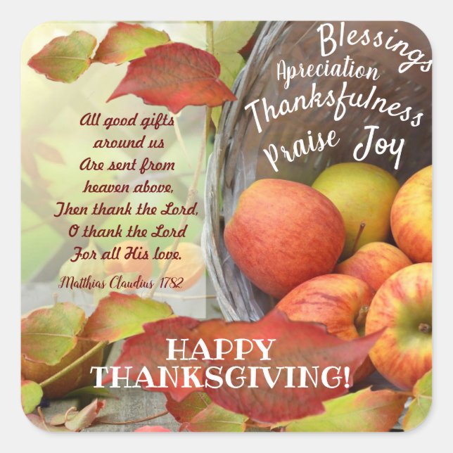 Thankfulness for God's gifts Square Sticker (Front)