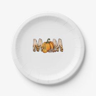 Thankgiving Mom Pumpkin Leopart Paper Plate