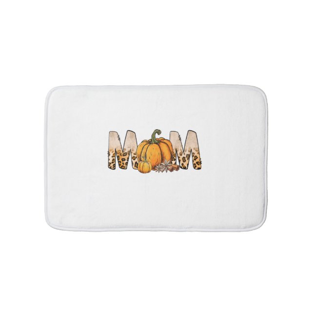 Thankgiving Mum Pumpkin Leopart Bath Mat (Front)
